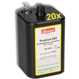 Akkuman 20x Nissen 4r25 Premium 800 - 6v 7-9ah 6 Volt Hochleistungs- Blockbatterie für z.B. Baustellenleuchte / Baustellenlampe / Blinklampe/