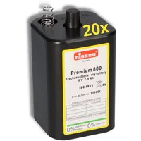 Akkuman 20x Nissen 4r25 Premium 800 - 6v 7-9ah 6 Volt Hochleistungs- Blockbatterie für z.B. Baustellenleuchte / Baustellenlampe / Blinklampe/