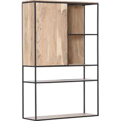 Highboard GUTMANN FACTORY "Porto", schwarz (natur, schwarz), B:105cm H:160cm T:35cm, Sideboards, Vitrine, Breite 105 cm