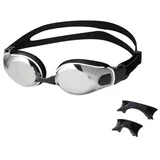 NILS AQUA Schwimmbrille Taucherbrille Schwimmsportbrille Wassersportbrille, (Spar-Set, 1-St., verspiegelt Anti-Fog), Anti-Fog, verspiegelt, UV-Schutz, Silikon schwarz NQG550MAF Schwarz