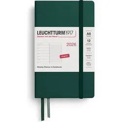 Leuchtturm 1917 Wochenplaner mit Notizbuch 2026 EN A6, waldgrün