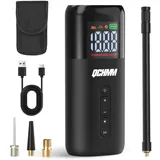 Fahrradpumpe Elektrische, Tragbare Luftpumpe Fahrrad Akku Kompressor, 150PSI Mini Bike Pump mit Manometer/LED für Rennrad, Mountainbike, E-Bike, Motorrad