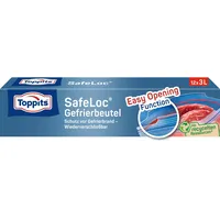 Toppits Doppelverschluss-Gefrierbeutel SafeLoc - 12 x 3L, Extra dick & reißfest, Transparent, Ideal für Lebensmittelaufbwahrung