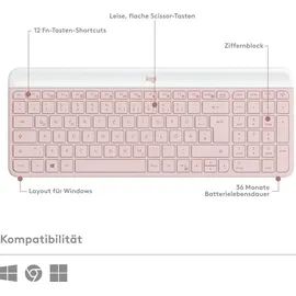 Logitech MK470 Slim Wireless Combo US Set rosa