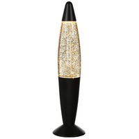 Easylight Lavalampe Schwarz Gold Glitter 36 cm G9 Retro Tischleuchte Stimmungslicht Glitterlampe TIMMY