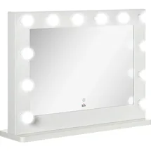 Homcom Hollywood Spiegel 80 x 60 cm Schminkspiegel mit LED-Beleuchtung Weiß