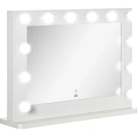 Homcom Hollywood Spiegel 80 x 60 cm Schminkspiegel mit LED-Beleuchtung Weiß