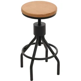 Mendler 2er-Set Barhocker HWC-N17, Barstuhl, höhenverstellbar drehbar Fußablage Industrial Metall Massiv-Holz - natur