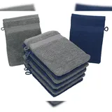 Betz 10 Stück Waschhandschuhe Premium 100% Baumwolle Waschlappen Set 16x21 cm Farbe dunkelblau und anthrazit