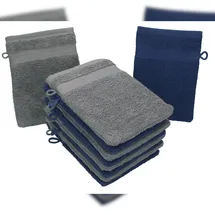 Betz 10 Stück Waschhandschuhe Premium 100% Baumwolle Waschlappen Set 16x21 cm Farbe dunkelblau und anthrazit