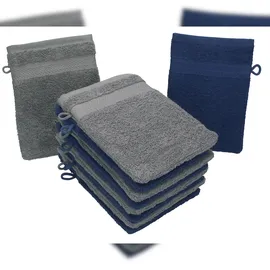 Betz 10 Stück Waschhandschuhe Premium 100% Baumwolle Waschlappen Set 16x21 cm Farbe dunkelblau und anthrazit