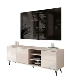 lookway SANAYI TV-Schrank 156x54x38 cm Beige Kunststoff/Metall/Holzwerkstoff