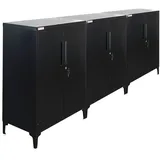 PROREGAL® Mehrzweckschrank MegaDeal 3x Metallschrank ELEPHANT + Beine 90x80x40 2 Ebenen Schwarz schwarz