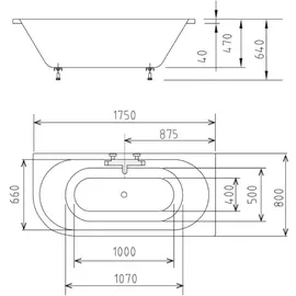 hak Handelsagentur Koch VIVA Raumsparbadewanne 175 x 80 x 47 cm (MPNR nicht verfügbar)