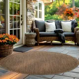 Carpettex In & Outdoor Teppich Wetterfest 200 cm Rund Braun - Sisal Optik Balkon Teppich Waschbar, Wasserfest und Flachgewebe - Ideal als Teppich für Küche, Terrasse, Garten und Camping