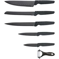 Michelino Messerset 6-teilig Edelstahl Klingen Küchenmesser Kochmesser Schäler Carbon