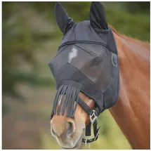 Waldhausen Fliegenmaske Premium mit Ohren und Nasenfransen Pony schwarz