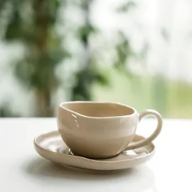 Almina Wave Biscuit Kaffeeservice 12-tlg. beige/braun