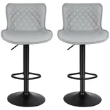JEOBEST Barhocker Barstühle Drehbare Barhocker mit Lehne (2er Set), PU-Leder, Moderner, Höhenverstellbar grau