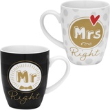 SHEEPWORLD GRUSS & CO Tassen-Set Motiv Mr Right" | Mrs. Right"