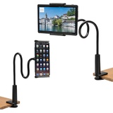 CLMCL Schwanenhals Tablet Halter, verstellbare Tablet Halter Halterung, Handy Halter, Handy Stand, Tablet Stand, Long Arm Bett Schreibtisch Halterung für Handys und Tablets 4-11 Zoll Gerät (schwarz)