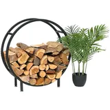 DanDiBo Ambiente DanDiBo Kaminholzregal Innen Metall Schwarz Stehend Rund 60 cm Kaminholzständer 96468 Kaminholzhalter Brennholzregal Feuerholzregal - Schwarz