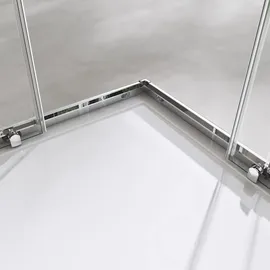 SoGood doporro Duschkabine Schiebetür Duschabtrennung Klarglas Eckdusche 6mm Esg Glas Höhe 190cm Ravenna16k plus