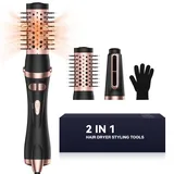 Atopskins Air Styler 2 In 1 Föhnbürste Rotierend Warmluftbürste Rundbürstenföhn Mit Elektrische Rundbürste, 2 Aufsätzen, 38Mm / 50Mm, Rotierende Warmluftbürste Selbstdrehend, Volumen Föhnbürste