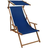 Erst-Holz Liegestuhl blau Gartenstuhl Deckchair Buche Strandstuhl Sonnendach Sonnenliege 10-307 S