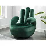 vente-unique Fingersessel drehbar - Samt - Tannengrün - CATCHY