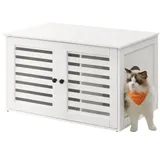 Songmics FEANDREA Katzenklo mit Lamellentür weiß