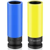 Antrieb 17mm Schlagschrauber Stecknuss, Schlagschrauber Nüsse 19mm, Lug Nut Socket Set, Kraft-Steckschlüssel-Satz, Nuss 1/2" 12,5 mm Antrieb, 6-kant, SW 17 mm, lang, Auto/KFZ, R63041716