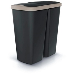 Keden Compact Q duo Mülleimer 45L mit 2 unabhängigen Deckeln in Schwarz und Braun