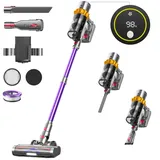 anyson 45000Pa/550W/70Min Staubsauger Kabellos, 1.6L Akku Staubsauger Super Leise, Akkustaubsauger Selbstladender mit LED Display/Anti-Tangle-Bürste, Stabstaubsauger für Hartböden Teppiche Tierhaare