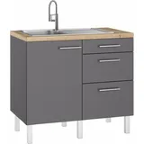 OPTIFIT Lilly Pantryküche Elektrokochfeld links grau