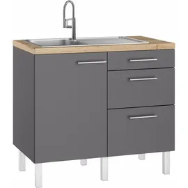 OPTIFIT Lilly Pantryküche Elektrokochfeld links grau