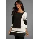 LAURA SCOTT Longpullover mit geometrischem Jacquardmuster, Gr. 42, schwarz-gemustert, , 68165127-42