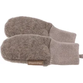 Maximo Fäustlinge MAXIMO, Kinder, Gr. 3M, braun (braun, meliert), Fleece, Wolle, meliert, unifarben, Handschuhe Fäustlinge, atmungsaktiv, wärmend, weich, mit Halteband, Wollfleece