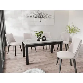 WFL GROUP Moderner Rechteckiger Ausziehbarer Esstisch - Platzsparend - Schwarze Holzbeine - 160 bis 240 cm - Hergestellt in EU - 160 x 90 cm - Grau Beton