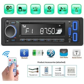 aototeck Autoradio Bluetooth 5.0,Autoradio mit Bluetooth Freisprecheinrichtung,7 Farben FM Autoradio 1 Din mit 2