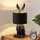 LINDBY Lindby, Lorentina Stoff-Tischlampe, Hase, schwarz, Schwarz, gold