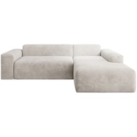 Juskys Sofa Vals Rechts mit PESO Stoff - Ecksofa Couch Wohnzimmer modern Sitzfläche - Beige