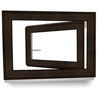 Kellerfenster - Fenster - Dreh- & Kippfunktion - innen Dark Oak/außen Dark Oak - BxH: 80 x 50 cm - 800 x 500 mm - DIN Links - 2 fach Verglasung - 60 mm Profil