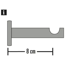 GARDINIA Wandträger für Gardinenstange mit Innenlauf Windsor edelstahl-optik Ø 25 mm
