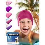 KIDVERSE Badekappe Kinder wasserdicht - Schwimmhaube Kinder mit Anti-Rutsch-Noppen - Badekappen für Schwimmer mit UV Schutz - Schwimmhaube Mädchen - Reißfeste Badehauben in verschiedenen Größen