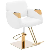 Physa Armlehnstuhl Friseurstuhl mit Fußstütze Barber-Stuhl 200 kg Penryn White & Gold, Golden, Weiß 83 cm x 83 cm x 62 cm