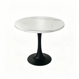 stilvora Küchentisch Ø 80 cm weiß/schwarz