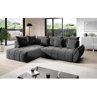 Furnix Ecksofa KORDELIA Polstercouch ausziehbar L-Form Bettkasten und Kissen, DL Automat, BxTxH 266x190x71/91 cm, robust & bequem grau