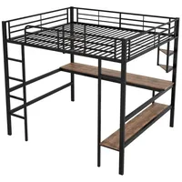 Gotagee Metallbett Bettgestell Jugendbett Gästebett Eisenbett mit Schreibtisch Hochbett, für Kinder, Jugendliche und Erwachsene