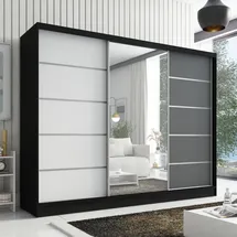 a&j möbelland gmbh Schiebetürenschrank AURELIA 1 200 x 215 x 59,5 cm Schwarz/Weiß